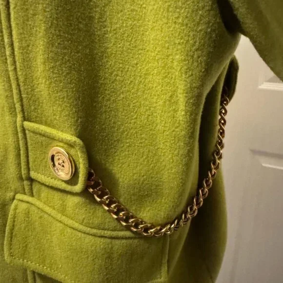 Women's Green Double-Breasted Coat - Picture 6 of 16